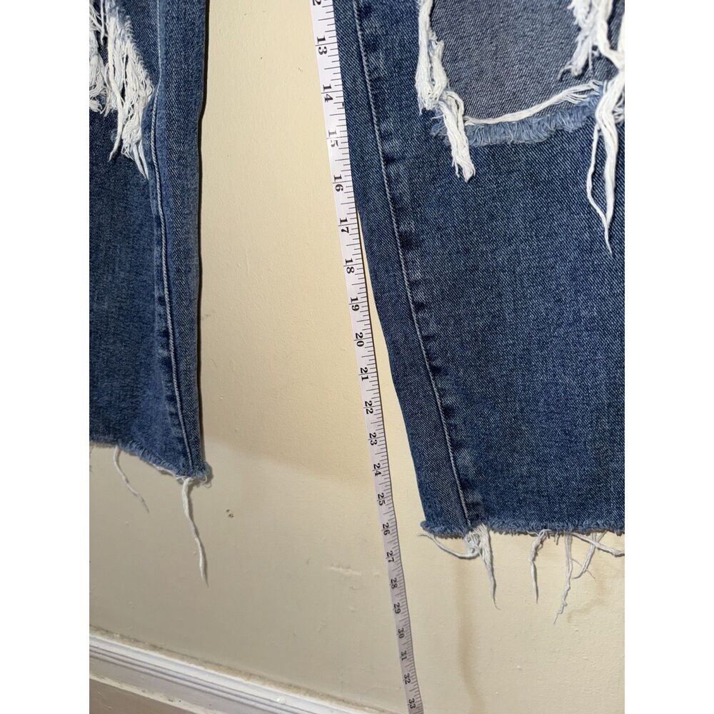 PacSun Distressed High Rise Straight Leg Jeans Button Fly Raw Hem Size 28 - Picture 9 of 10